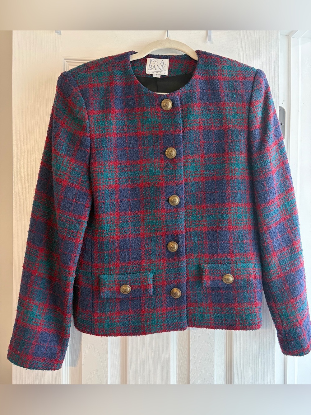 Vintage Jos. A. Bank Women's Tweed Button Down Blazer